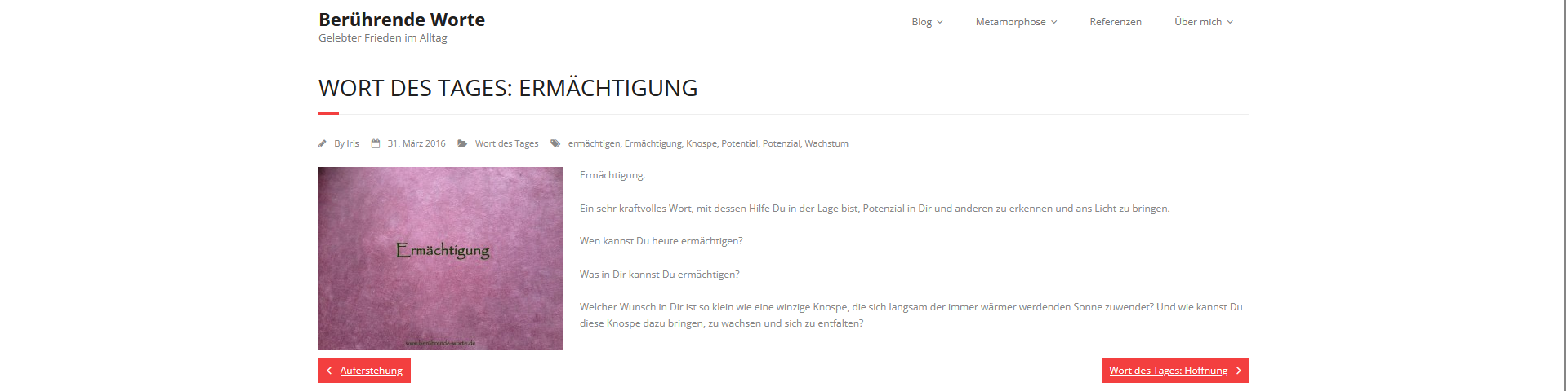 Erstes Wort des Tages: Ermächtigung