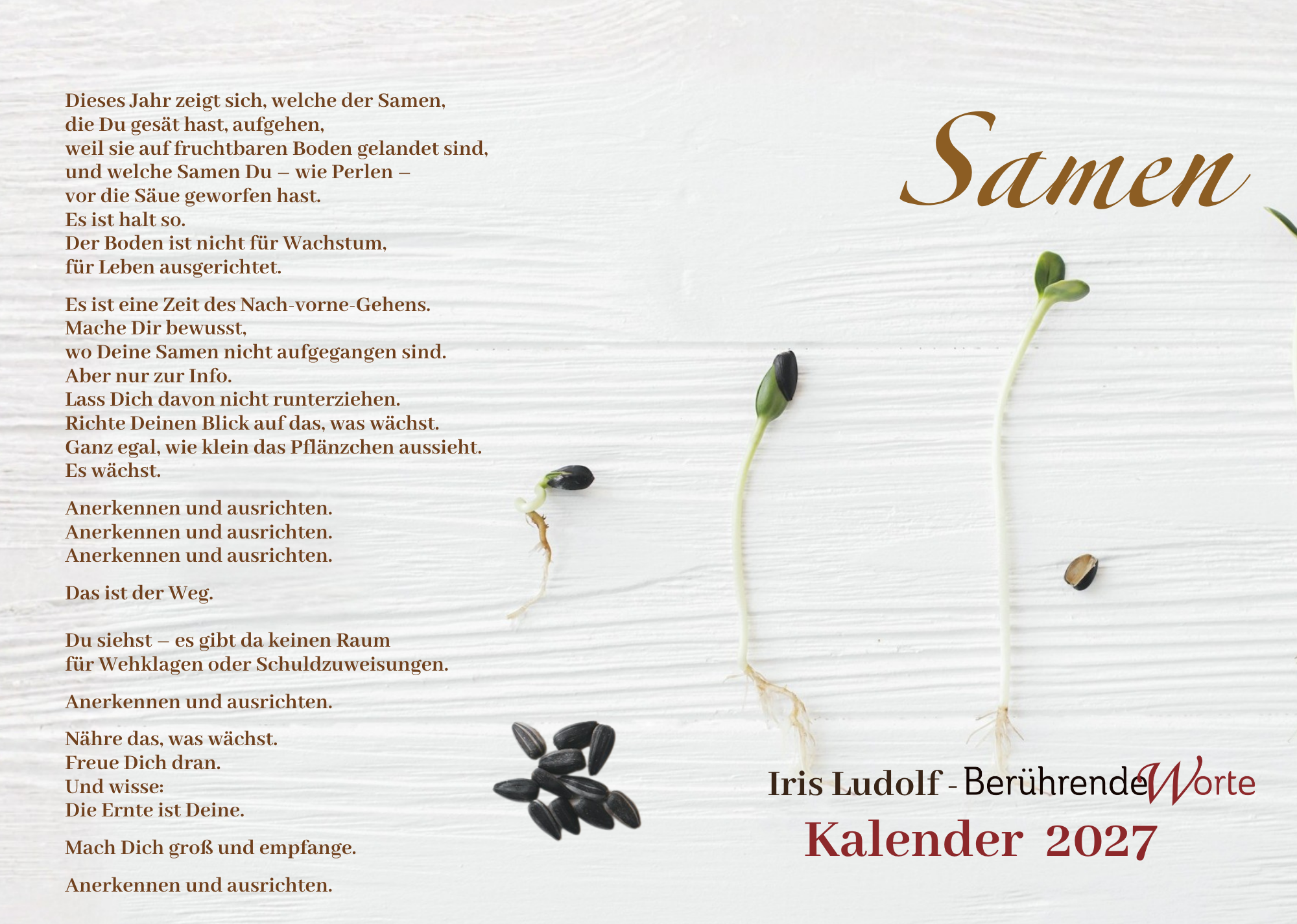 Kalender Berührende Worte 2027 von Iris Ludolf