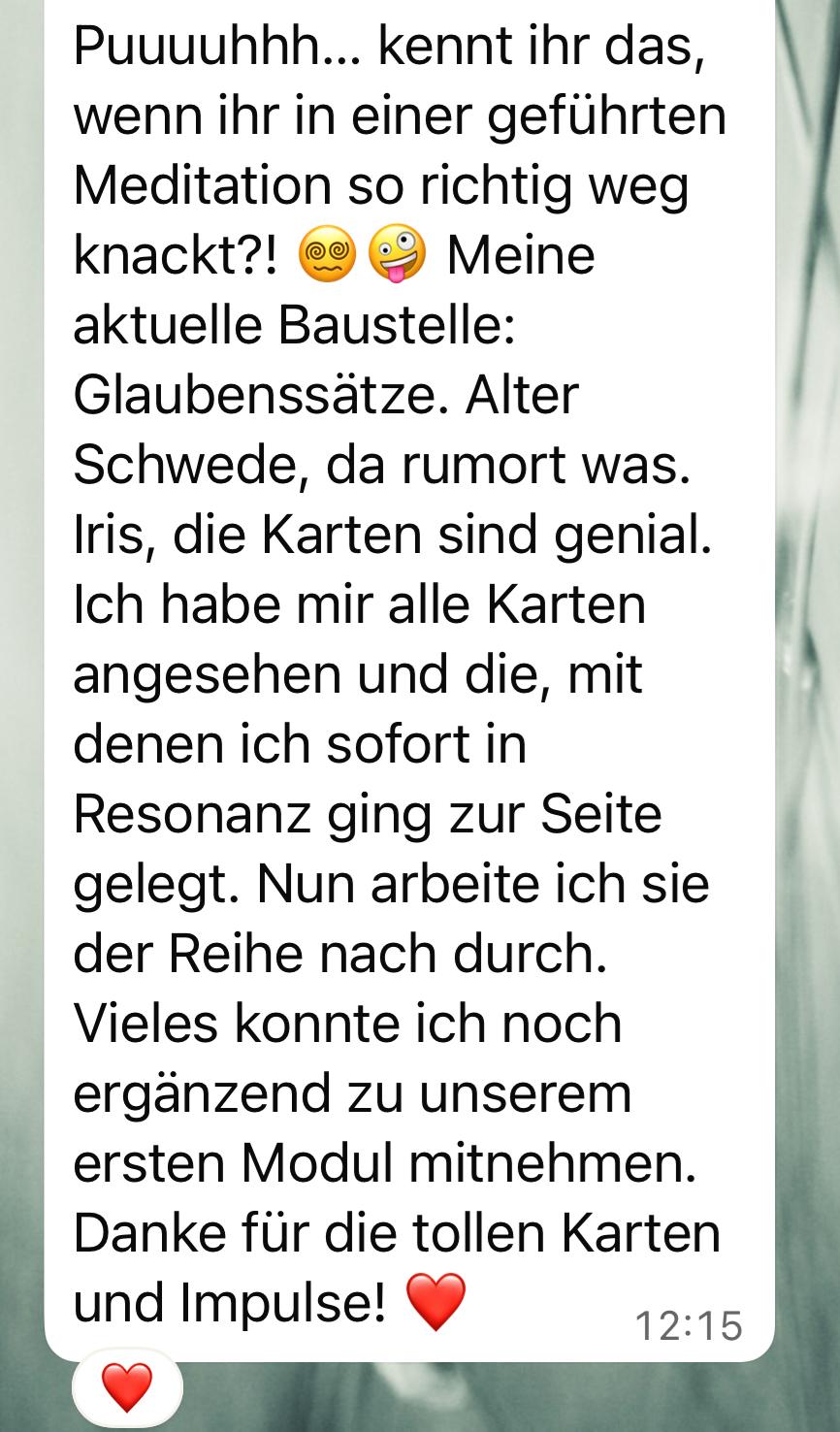 Rückmeldung zum Kartendeck Mein Weg zu mir