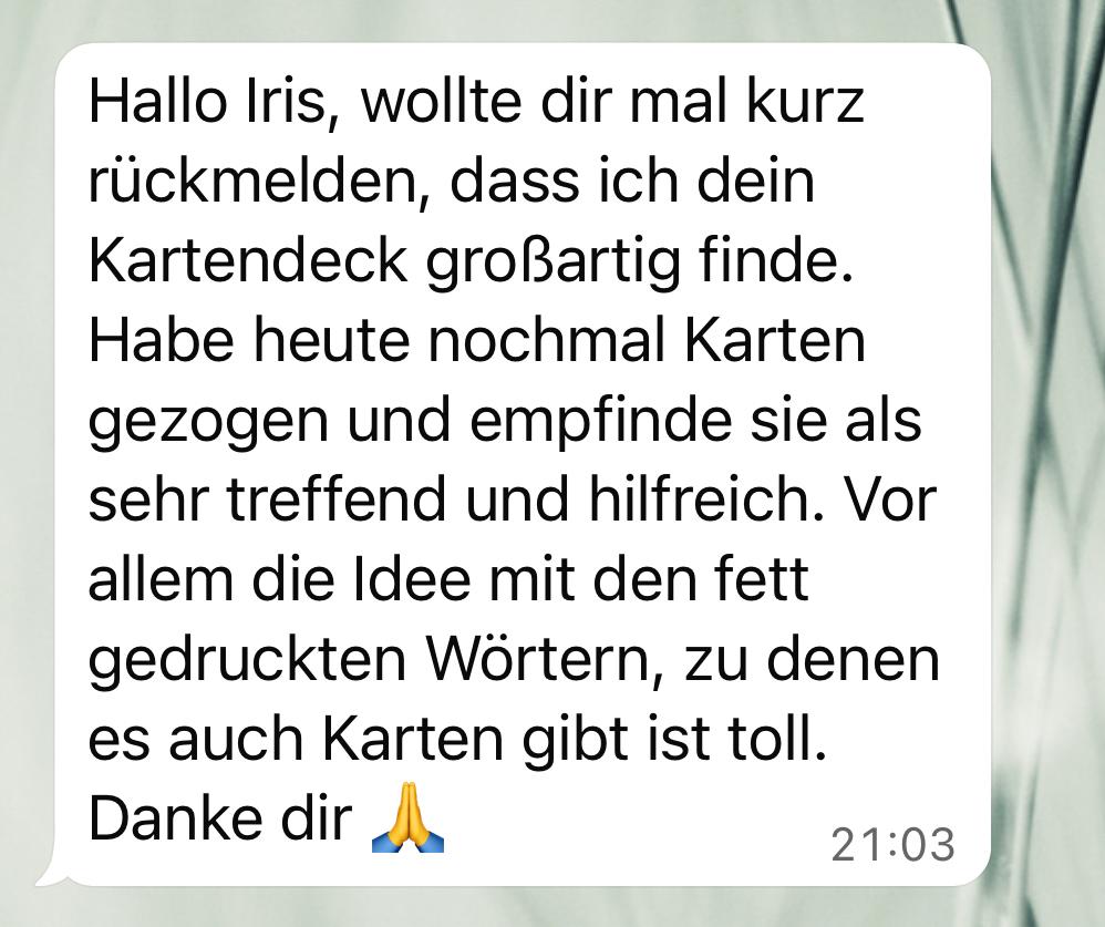 Rückmeldung zum Kartendeck Mein Weg zu mir